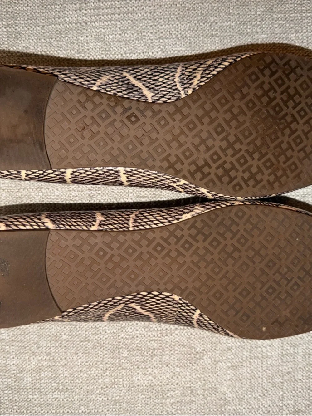 Tory Burch Reva Snake-Print Leather Ballet Flat with Silver Logo - Picture 5 of 8
